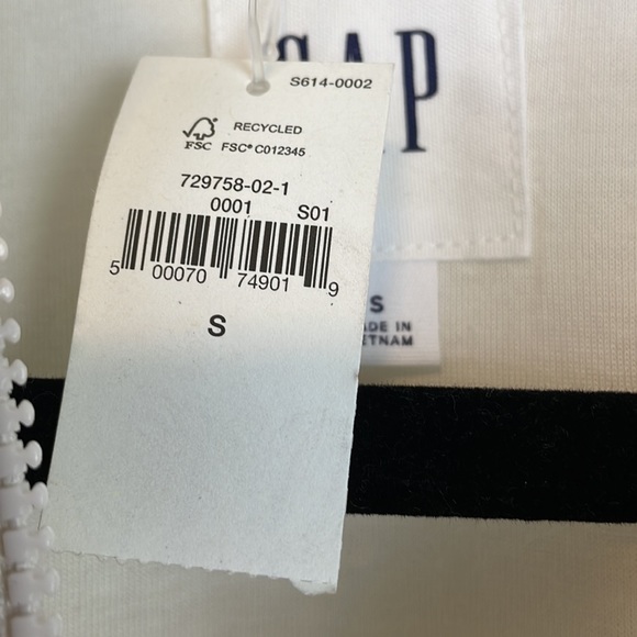 New Gap Off-White Contrast Piping Long Sleeve Soft  Sherpa Jacket Size S - Picture 6 of 9